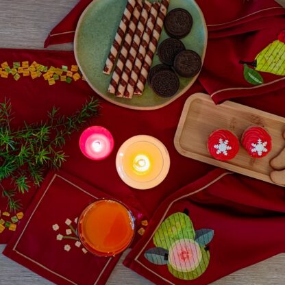 Calyz Red Cocktail Napkin set of 4 - Image 5